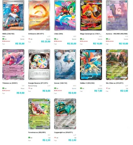 Cartas Pokemon
