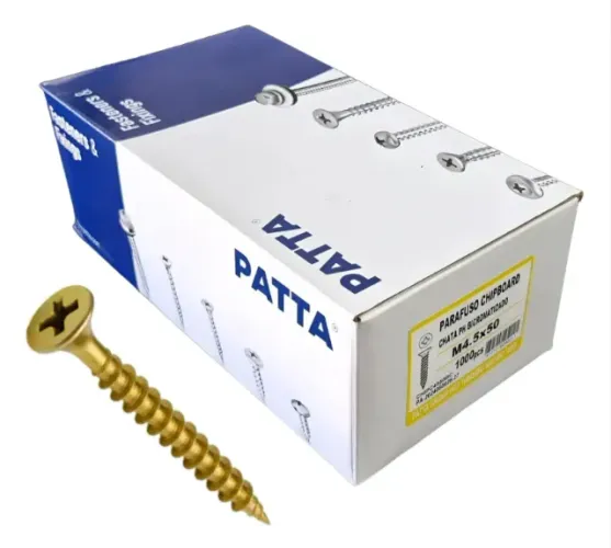 Parafuso Chipboard Cabeça Chata M4,5x50mm Patta Premium 1000un - NOVO