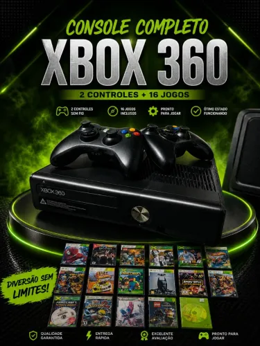 Xbox 360 + 2 controles + Jogos