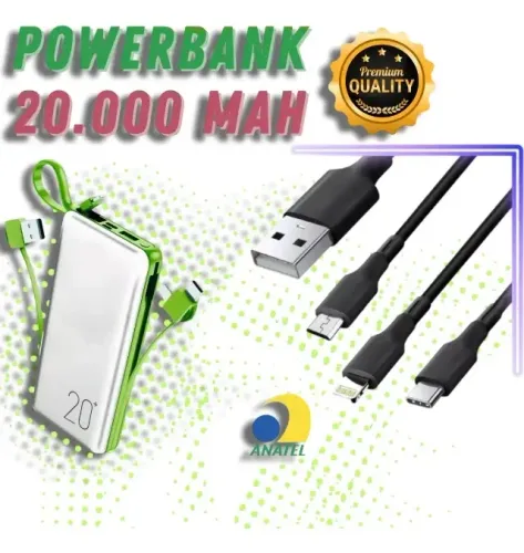 Power Bank 20.000 Mah Carregamento Rápido Pincnc