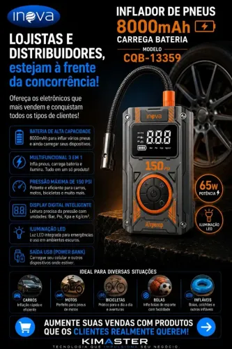 Inflador de pneus 800MAH CQB-13359 (carregador de bateria)