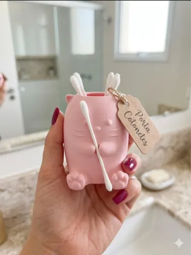 Porta cotonetes de gatinho