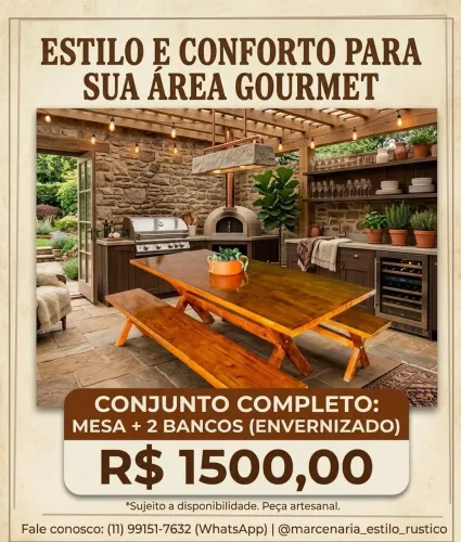 Mesas Rústicas para Varandas e áreas gourmet