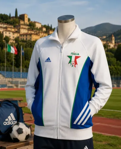 Jaqueta branca de futebol vintage Adidas Itália Copa do Mundo masculina tamanho P