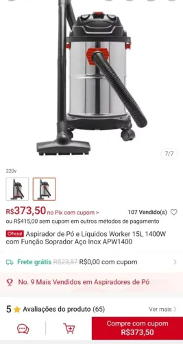 Aspirador de pó e líquidos 