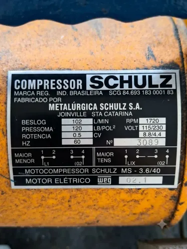 Motorcompressor MS-3.6/40 fabricado pela Schulz S.A Perfeita