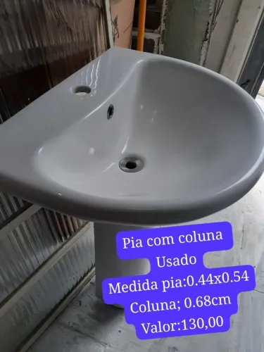 Pia com coluna cor;branco!