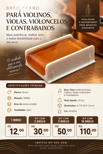 Breu para Violino, Violoncello, Contra Baixo Acustico, Viola de Arco - Resina