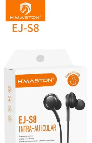 Vendo Fone de ouvido Novo H'Maston EJ-S8 P2 Com microfone preto 1,2 metros.