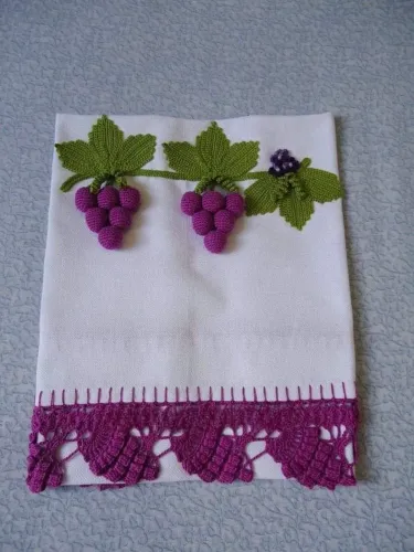 Pano de prato de frutas em crochê 