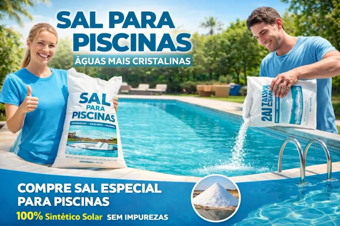 Sal grosso sem iodo, saca de 25 kg para piscinas salinizadas