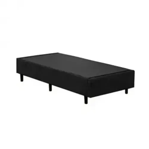 Base Box Solteiro Suede Preto