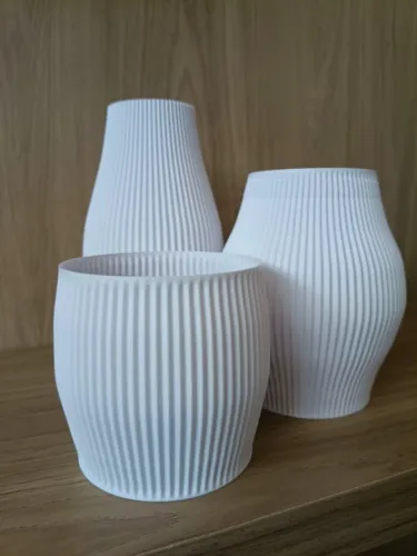 Kit 3 Vasos Canelados Modernos para Sala e Escritório