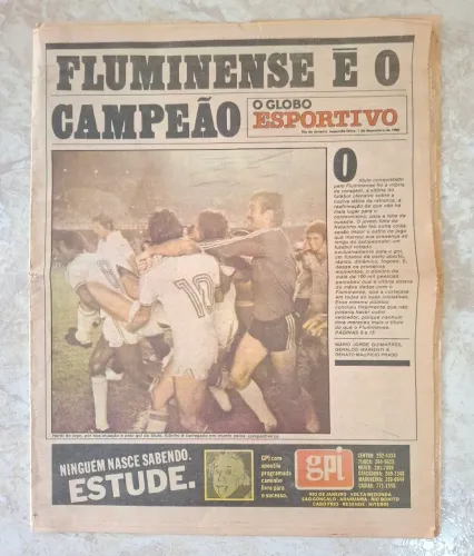 Jornal Globo Esportivo 01/12/80 Fluminense Campeão Carioca 1980 com Pôster