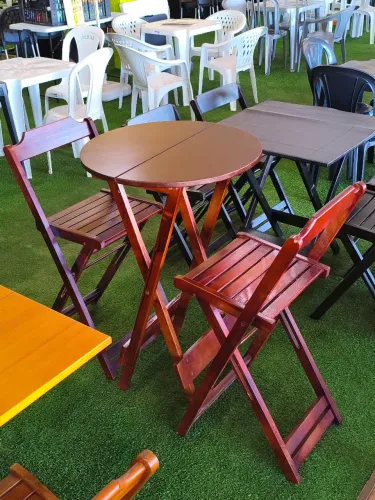 Jogo de Mesa Bistrô de Madeira Dobrável 