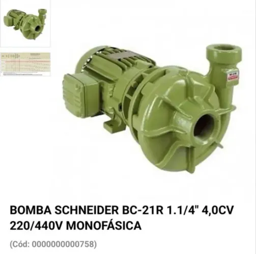 BOMBA SCHNEIDER BC-21R 1.1/4" 4,0CV 220/440V MONOFÁSICA