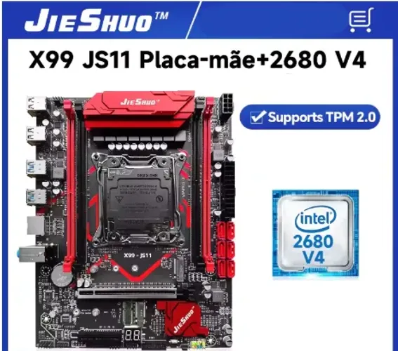 KIT XEON JIESHUO PLACA MÃE JIESHUO JS11 + Processador Xeon E5-2680 V4