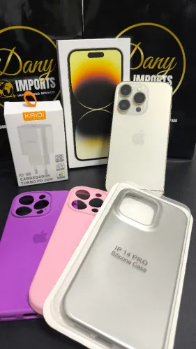iPhone 14 Pro 256GB Gold Bateria 85% Todo Original Com Caixa e Acessórios