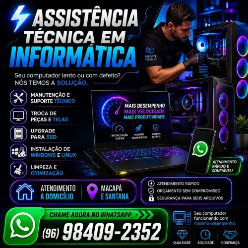 Assistência técnica em informática - Atendimento à domicílio