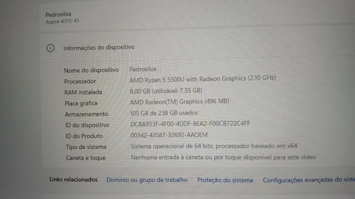 Vende-se notebook Acer
