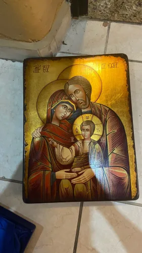 Quadro Ícone Bizantino Pintado à Mão e Folheado a Ouro ? Vaticano