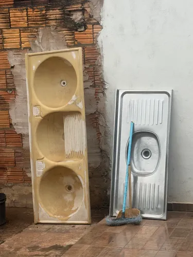 Pia de inox e tanque lavanderia 