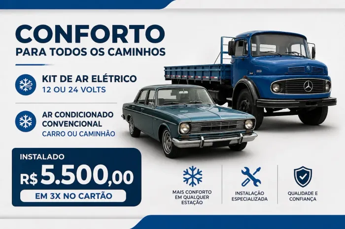 Kit ar condicionado carro ou caminhão novo instalado $5500,00