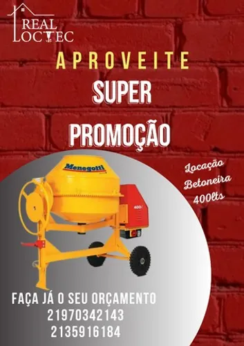 Locação de Betoneira 400 lts