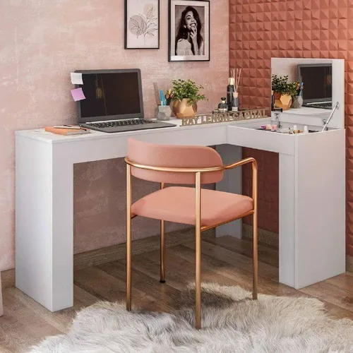 Escrivaninha Penteadeira Jade Branco Frete Grátis - Até 12x S/ Juros