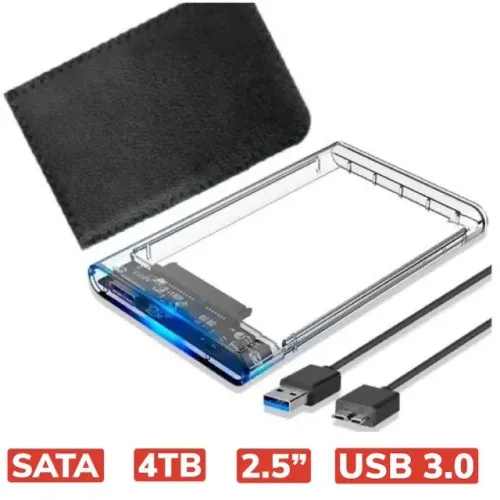 Case para HD 2,5" USB 3.0 Transparente Sata Externo - F3