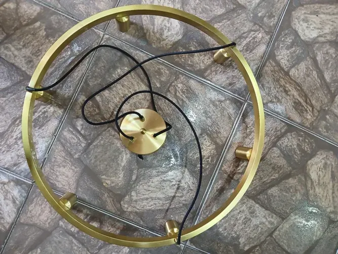 02 Pendente Aço Dourado 6 Lampadas Kansas