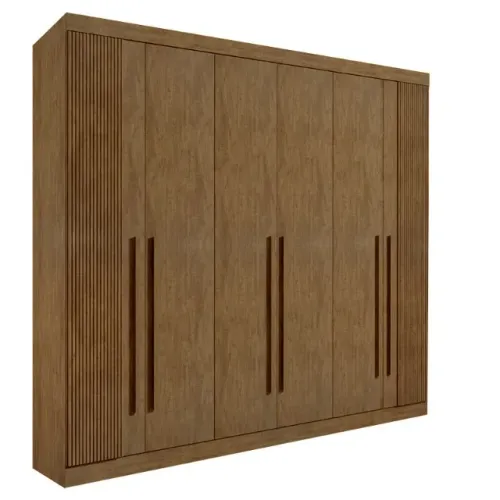 Roupeiro 6 Portas Da Vinci Plus Ripado Marrom Até 12x - Frete Grátis