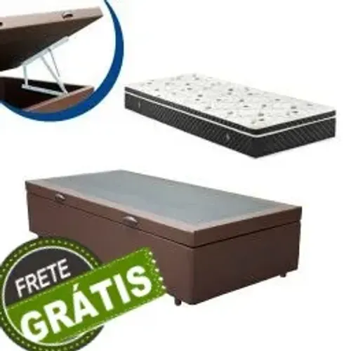 Frete Grátis Capital SP! Base Baú Solteiro + Colchão Molas Ensacadas 20cm
