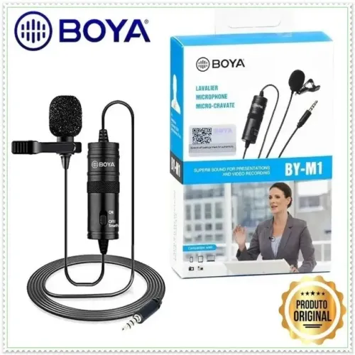 Microfone Lapela Boya By-M1dm Para Câmeras e Smartphone. Profissional