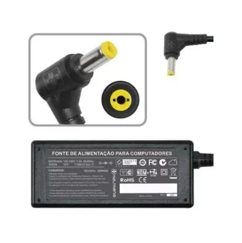  FONTE PARA NOTEBOOK ACER E DELL 19V 1,58A MAIS MANIA MM 480