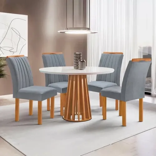 Mesa de Jantar 4 Cadeiras - Moderna e Elegante s543