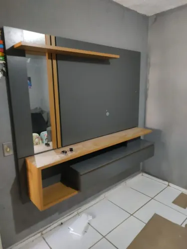Painel para TV de 60 Polegadas 1 Porta Treviso Grafite/Nature - 100% MDF