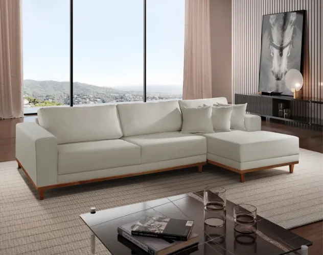 Sofá com chaise 2.50 M espuma D28 incluso almofadas