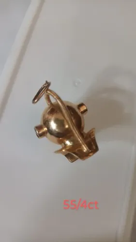Pingente de ouro rosado modelo capacete mergulhador vintage 