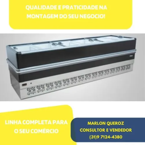 Ilha de Congelados Polar Vidro Reto 3M Preta Dupla Ação 220V
