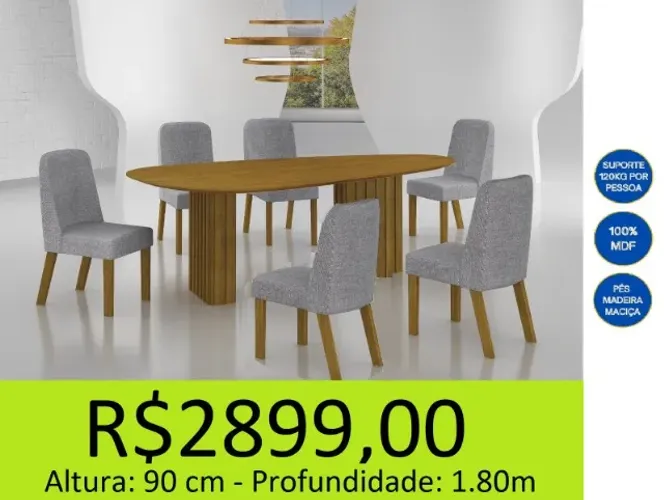 MESA DE JANTAR FORMATO ERGONÔMICO