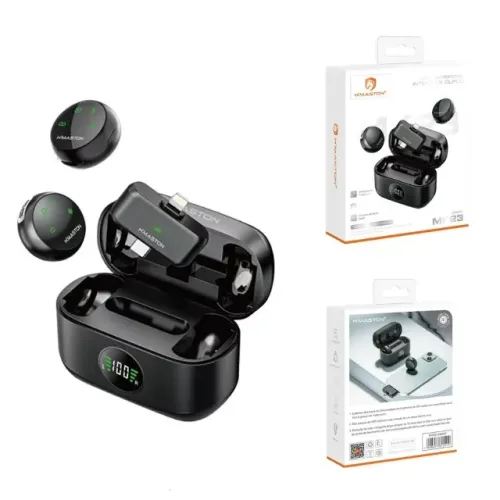 Microfone Lapela Duplo Sem Fio H'maston MK-23 Profissional iPhone/Tipo-C