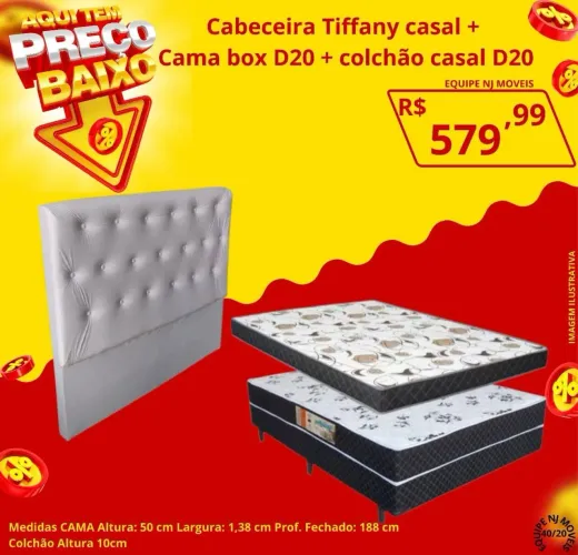 CAMA BOX, COLCHÃO E CABECEIRA