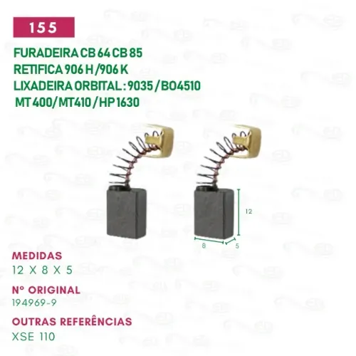 escova carvão para furadeira retifica motor reparo cod: 155