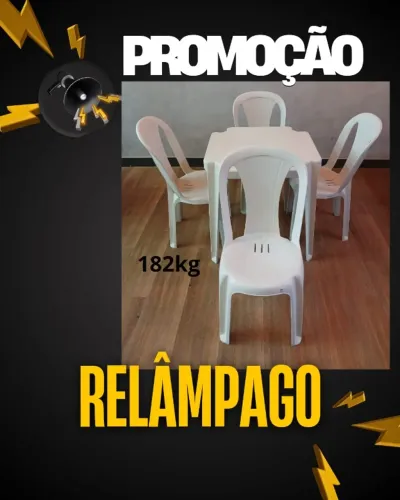 Jogo de Mesa e Cadeiras de Plástico - Oferta Cadeiras para 182kg