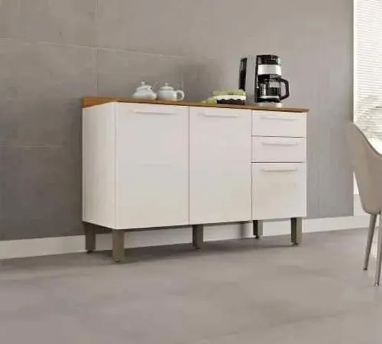 Balcão 2 portas 3 gavetas branco 