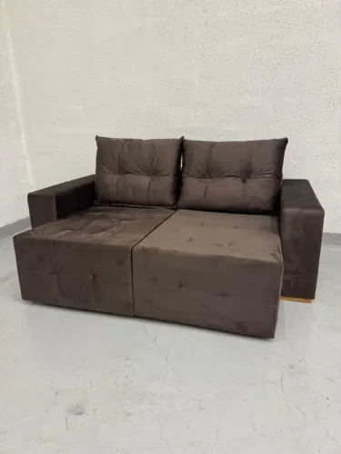 sofa retratil suede marrom