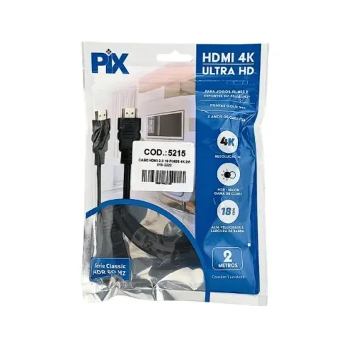 CABO HDMI x HDMI 2,0M 2.0 4K UHD 1080P COD. 018-2222 - PIX