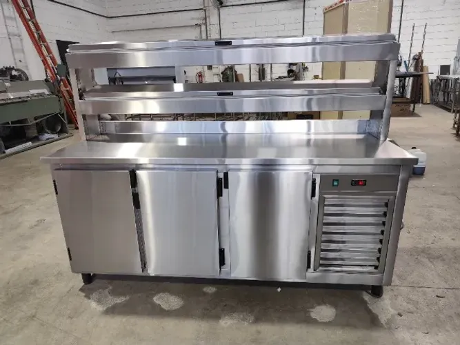 Balcão Refrigerado Inox 2850x650x900mm com 5 Portas Frigoríficas