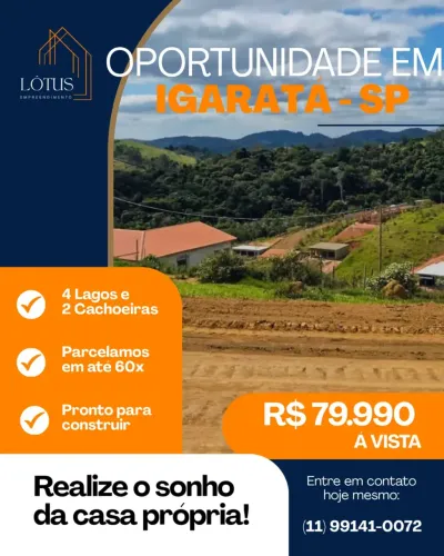 TERRENOS EM IGARATÁ: CACHOEIRAS E PISCINAS!